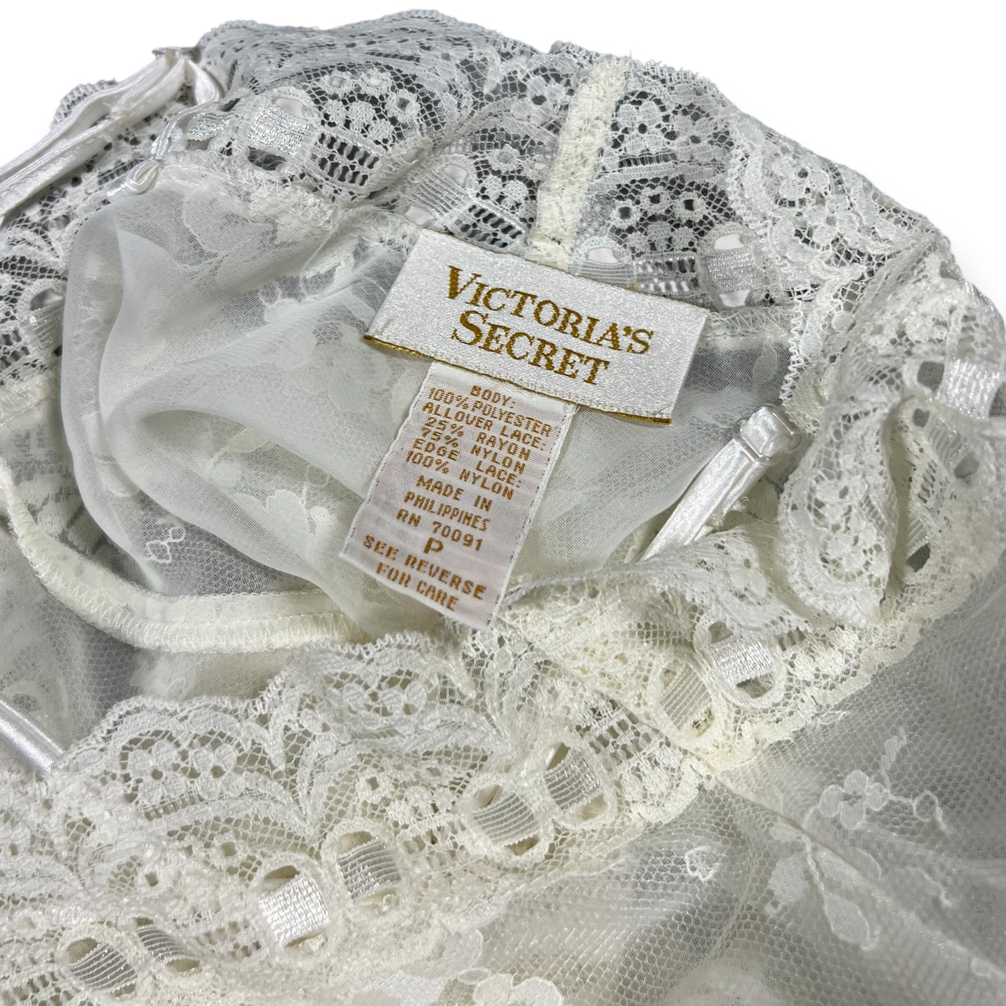 80s Gold Label Victorias Secret White Lace Sheer Teddy Tie Front Bridal Coquette P