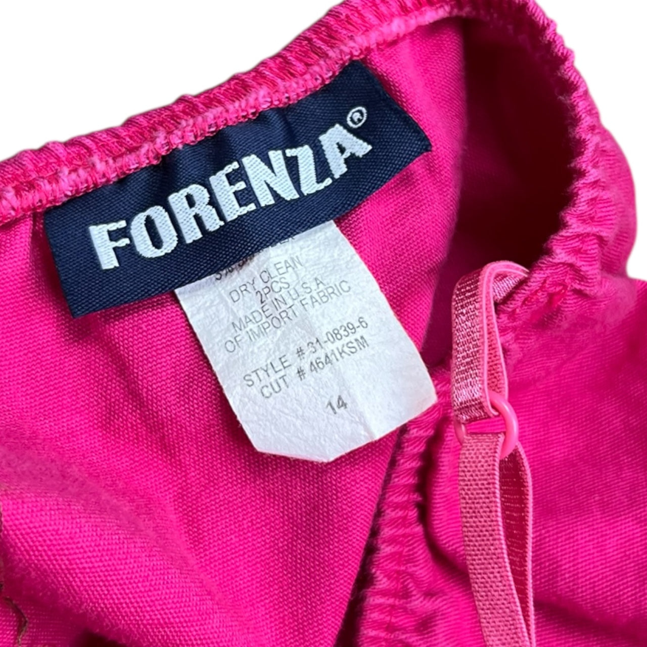 90s Y2K Forenza Hot Pink Two Piece Set Hook & Eye Closure Cami Top and Pants Women’s 14 Made in USA