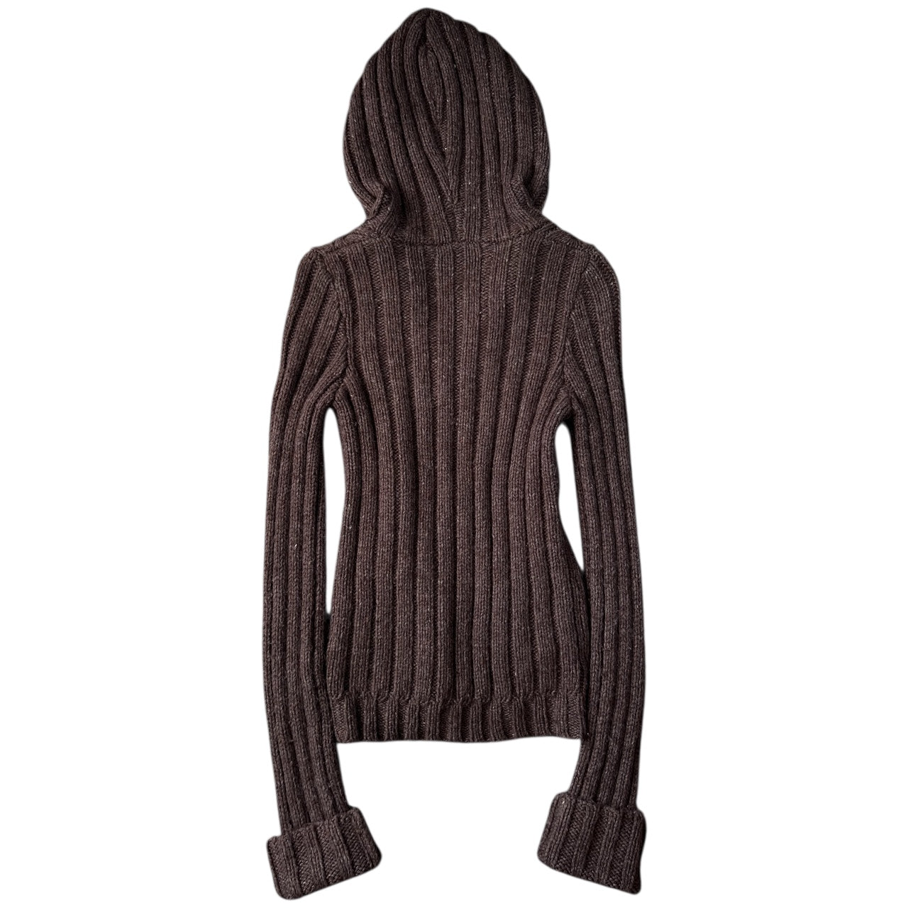 Y2K Hollister Brown Cable Knit Wool Blend Double Zip Up Hoodie Women’s Medium