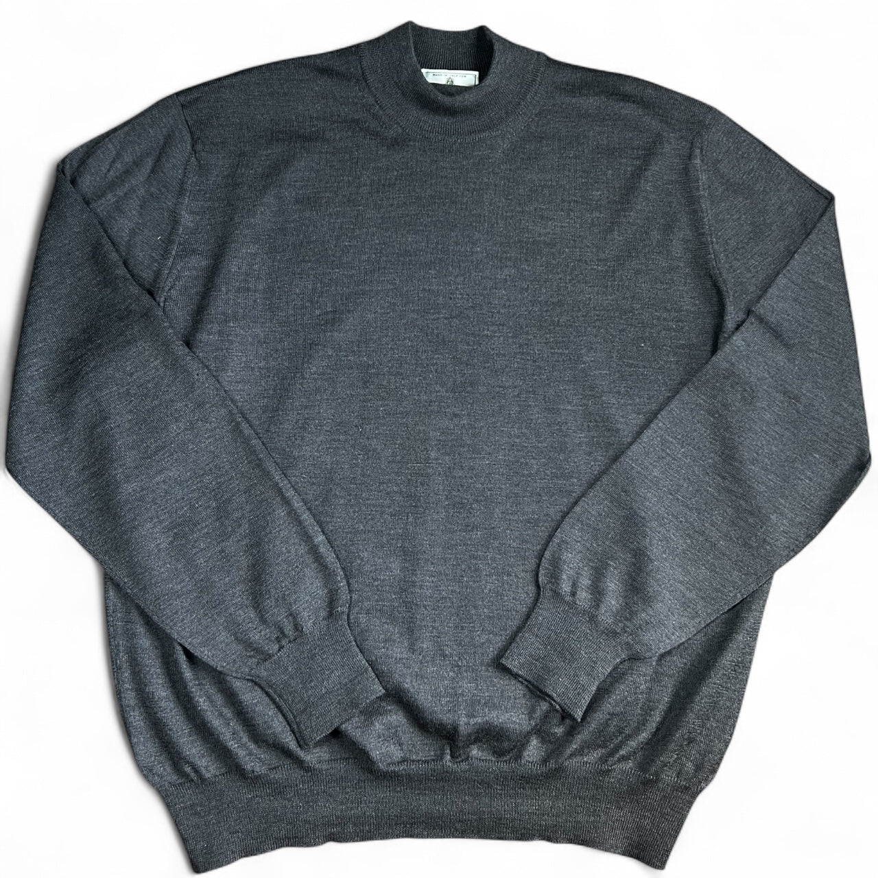 Vintage Carroll and Company Grey Mock Neck 100% Virgin Wool Sweater Men’s XL Made in Italy