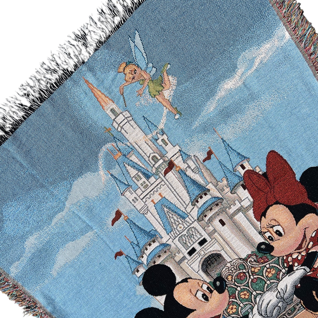 90s Walt Disney World Tapestry Throw Blanket Magic Castle Mickey Minnie TinkerBell 48x56