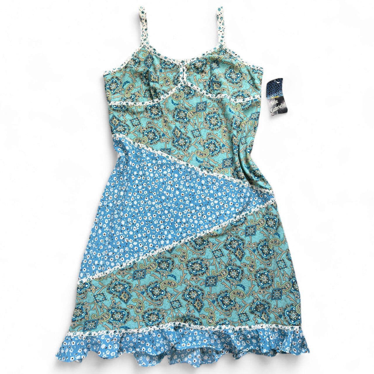 90s NWT Mlle Gabrielle Blue Floral Paisley Patchwork Asymmetrical Midi Higgs Vintage 90s NWT Mlle Gabrielle Blue Floral Paisley Patchwork Asymmetrical Midi Higgs Vintage