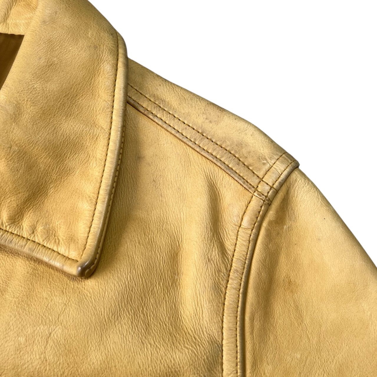 90s Y2K Gap Biege Leather Trucker Jacket Women’s Medium