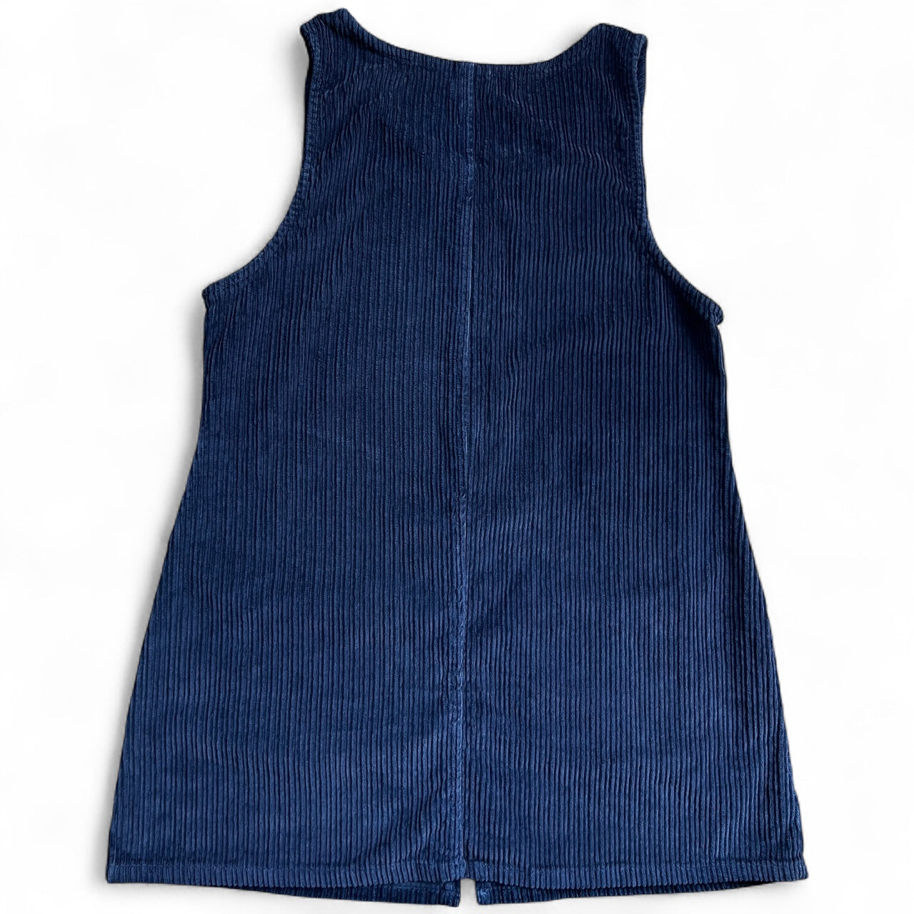 90s Paris Sports Club Blue Corduroy Overall Bib Mini Dress Zip Up Women’s Med 100% Cotton