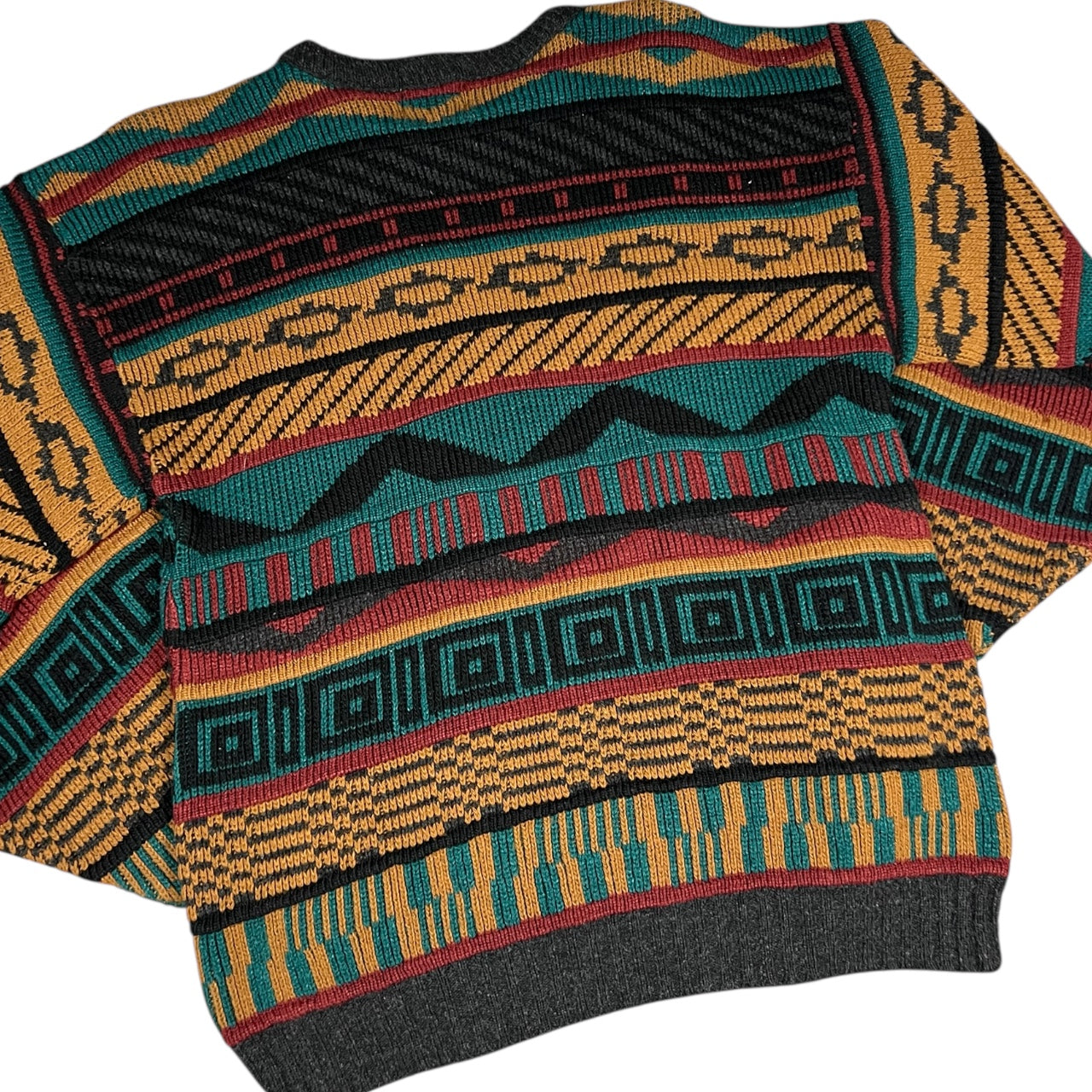 80s 90s Magnetic Force 3D Knit Abstract Geometric Ugly Sweater Men’s Medium Made in USA