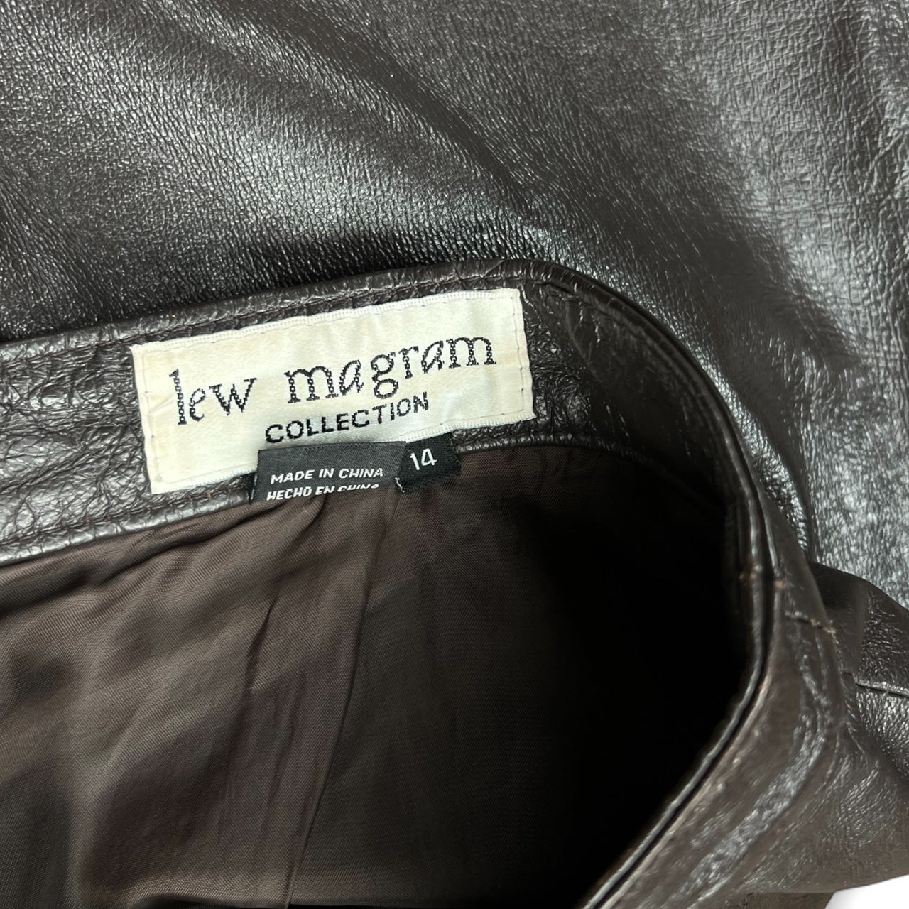 90s Lew Magram Dark Brown Leather Maxi Skirt Paneled Women’s 14