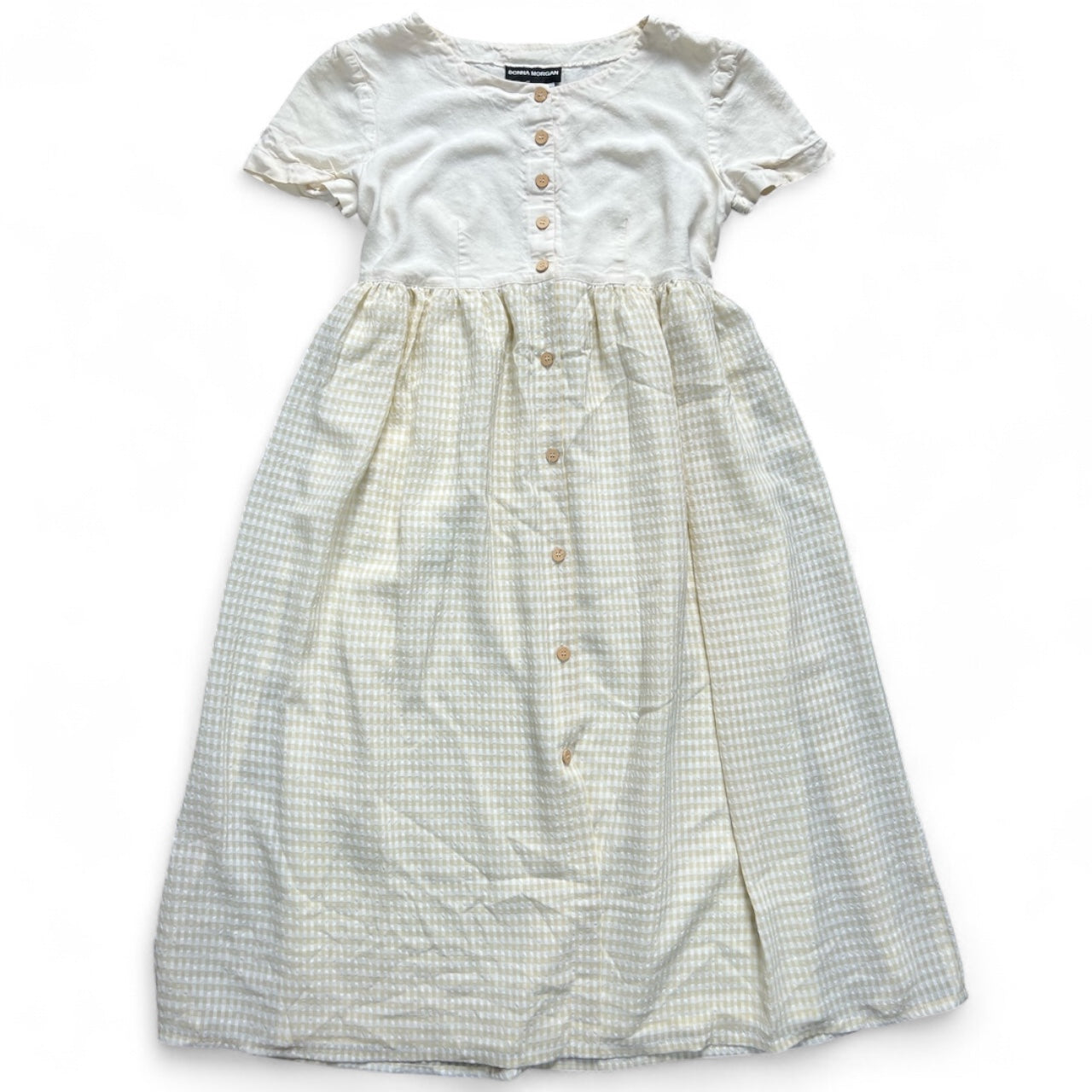 80s 90s Donna Morgan Cottagecore Short Sleeve Peasant Dress Button Up Higgs Vintage 80s 90s Donna Morgan Cottagecore Short Sleeve Peasant Dress Button Up Higgs Vintage
