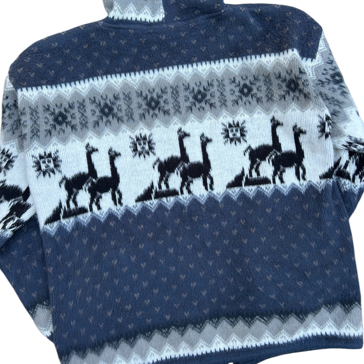 Yari Artesanias Hooded Wool Zip Up Jacket Llama Aztec Men’s XL