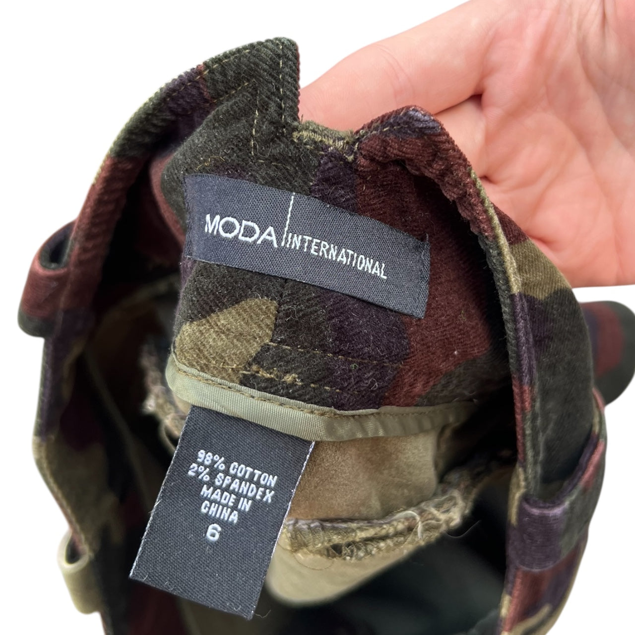 90s Y2K Moda International Corduroy Camo Mini Cargo Skirt Women’s 6