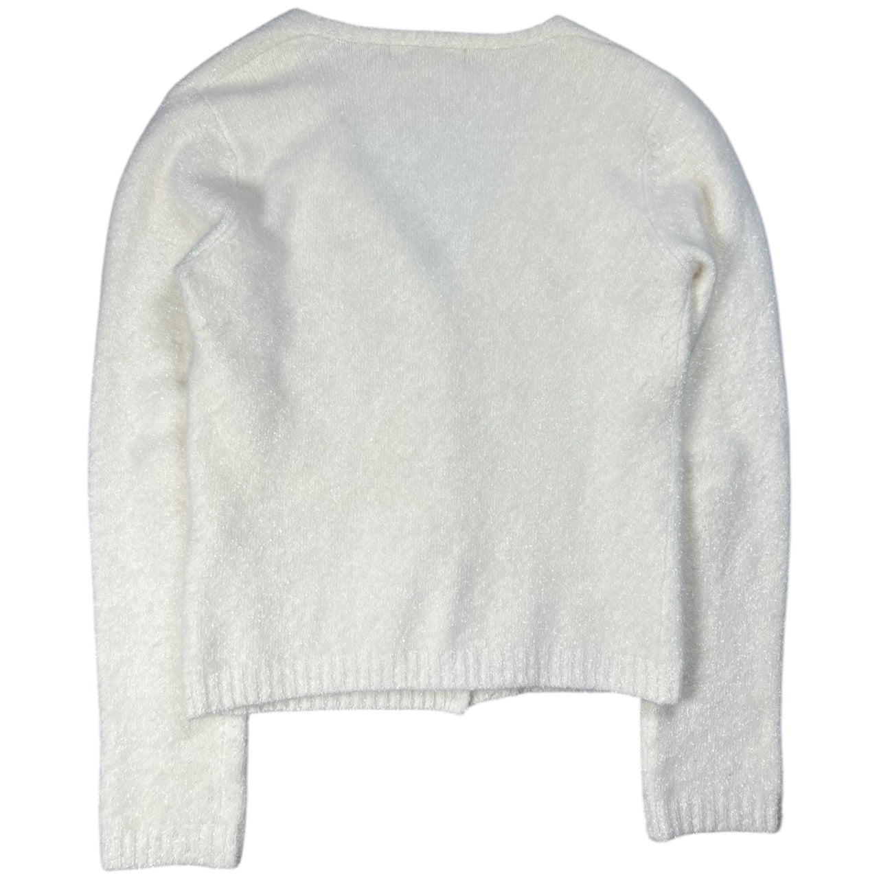 Vintage Zara Cream Longsleeve Cardigan Nylon Wool Angora Blend Women’s Medium Mother of Pearl Buttons