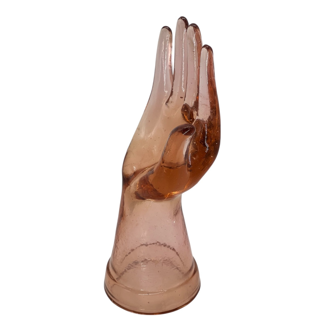 Vintage Pink Depression Glass Hand Ring Holder Jewelry Display 7.5”