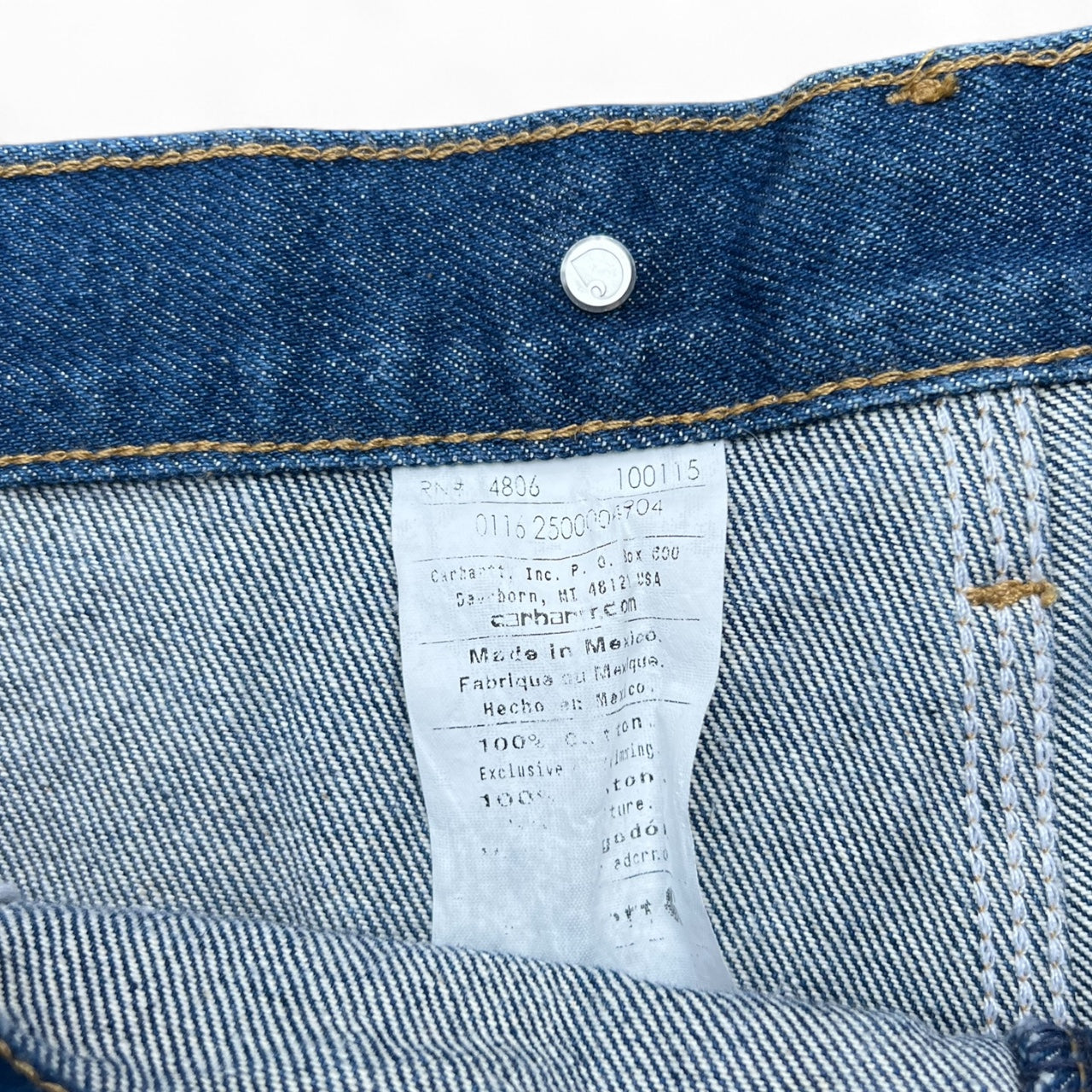 90s Carhartt Double Knee Riveted Blue Denim Work Jeans B07 DNM Men’s 38x30 Baggy