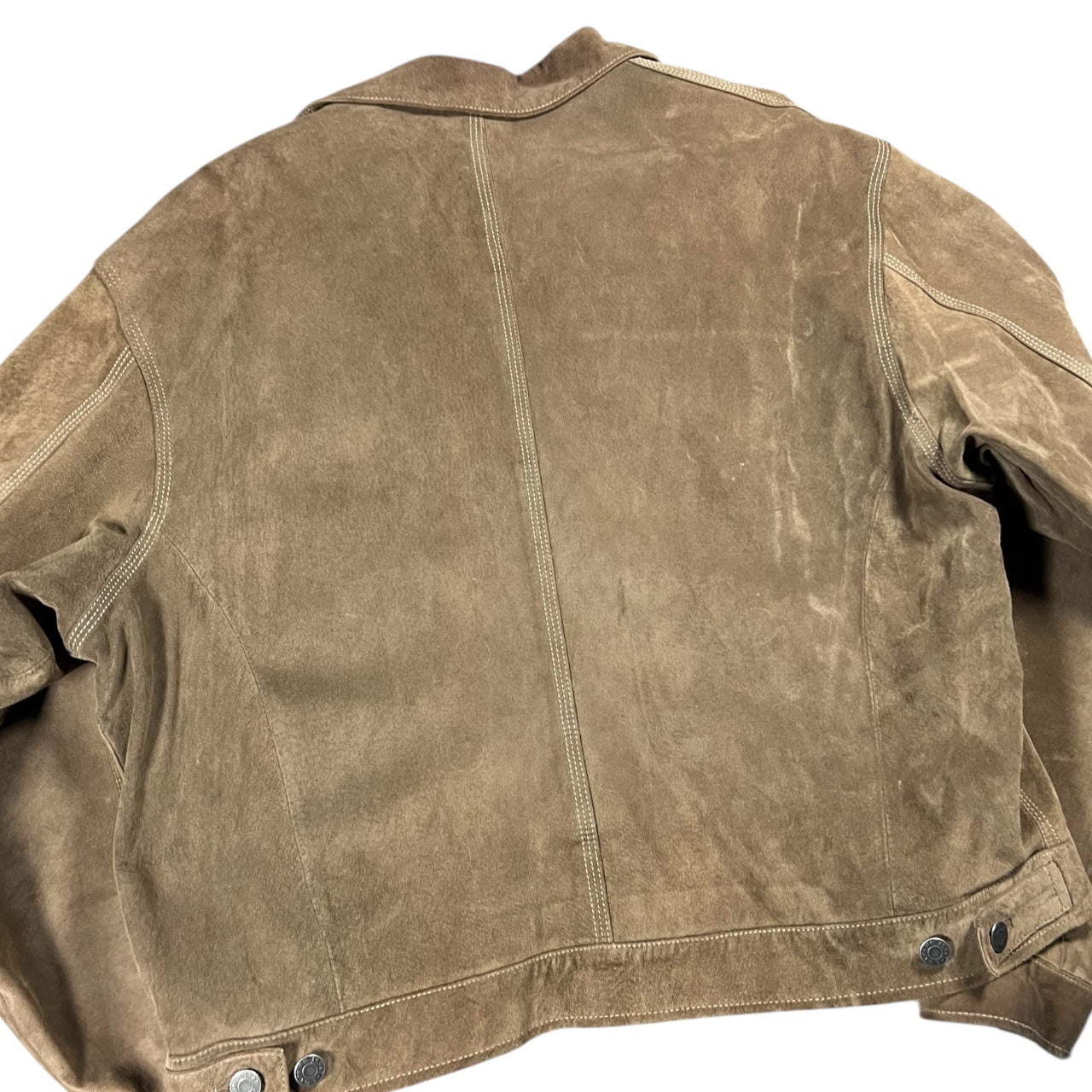 90s Y2K GAP Camel Suede Leather Trucker Jacket Women’s Medium