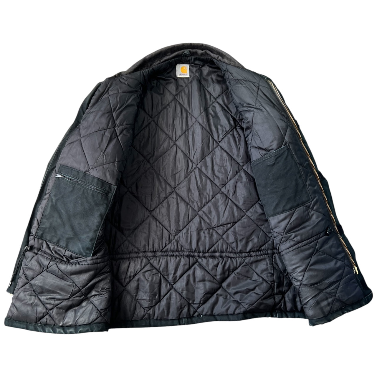90s Carhartt Black Arctic Chore Jacket Barn Coat Quilt Lining Men’s XXL Distressed Sun Faded