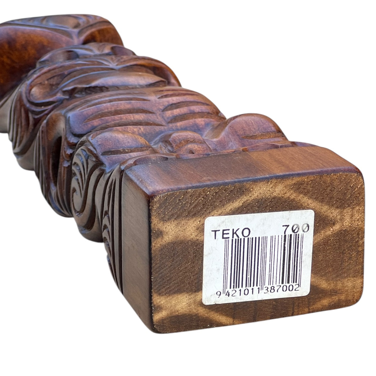 Vintage Hand Carved Tekoteko Wooden Sculpture Maori Tiki Statue Paua Shell Eyes New Zealand 10 1/4”