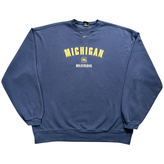 Vintage Y2K Nike Team Michigan Wolverines Embroidered Blue Sweatshirt Swoosh NCAA Men’s L