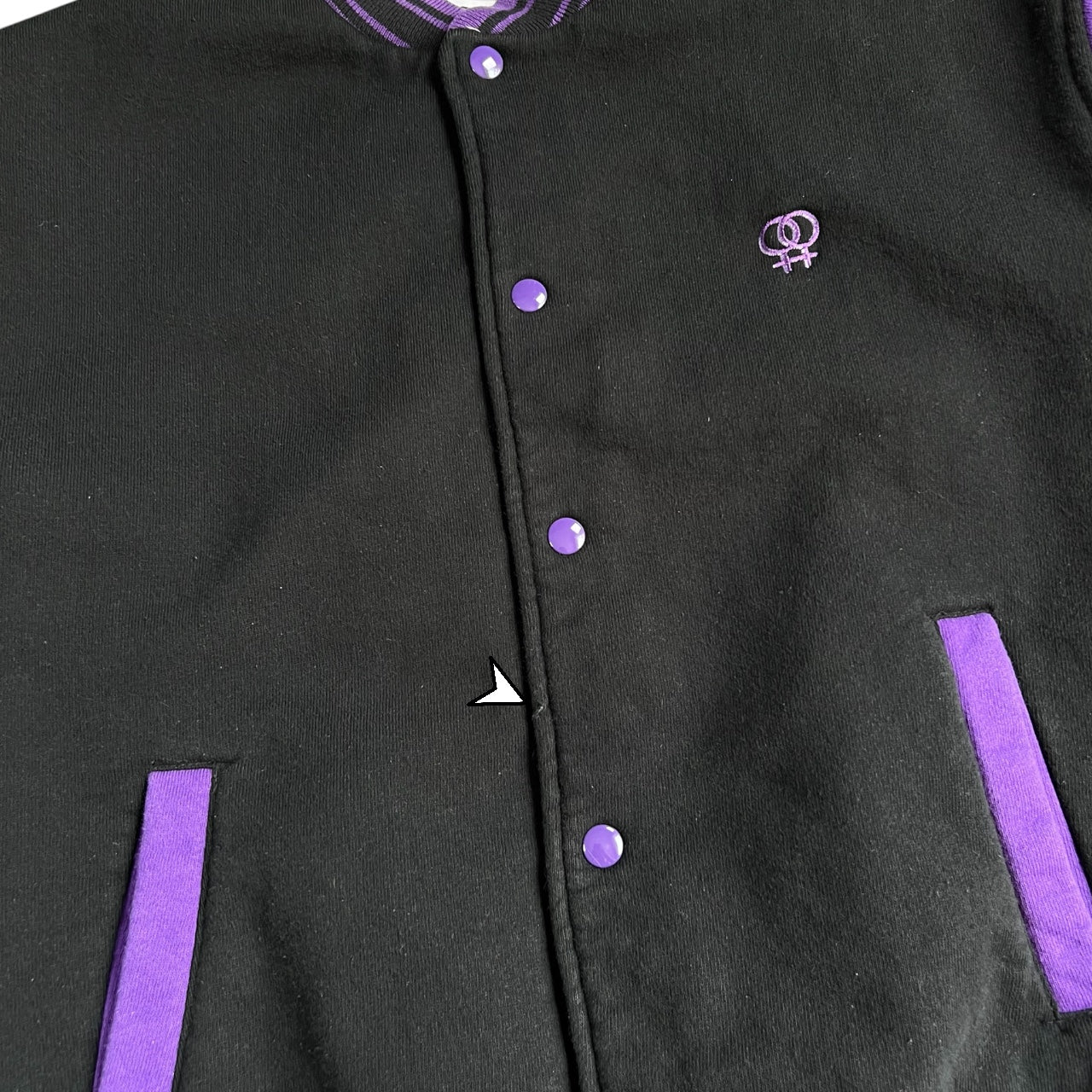 Vintage Fruit of the Loom Super Cotton Purple Lesbian Varsity Bomber Jacket Embroidered Women’s Large Venus Symbol