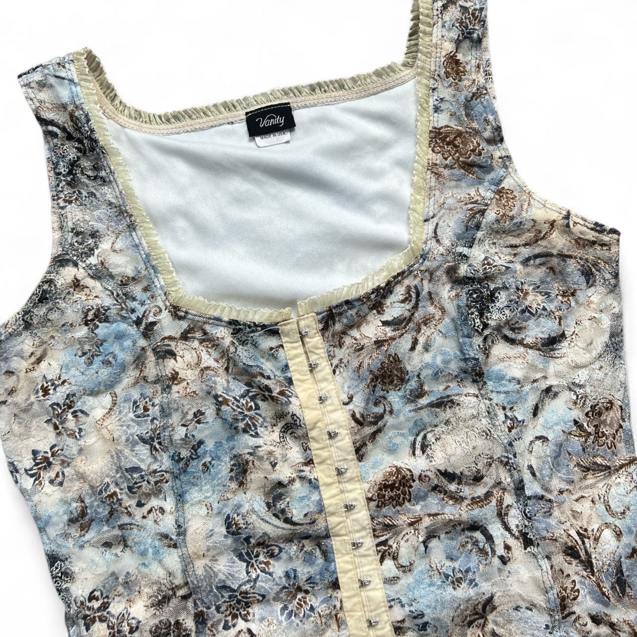 90s Y2K Vanity Floral Lace Corset Bustier Tank Top Women’s Large Made in USA