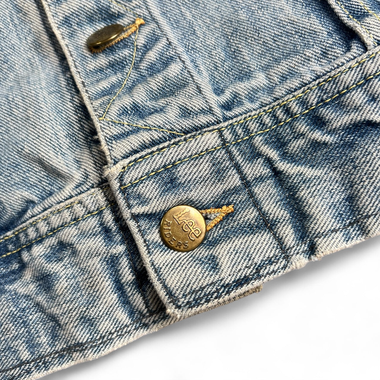 70s Lee Riders Sanforized 220J Denim Trucker Jacket Embroidered Sun & Moon Women’s XS/S