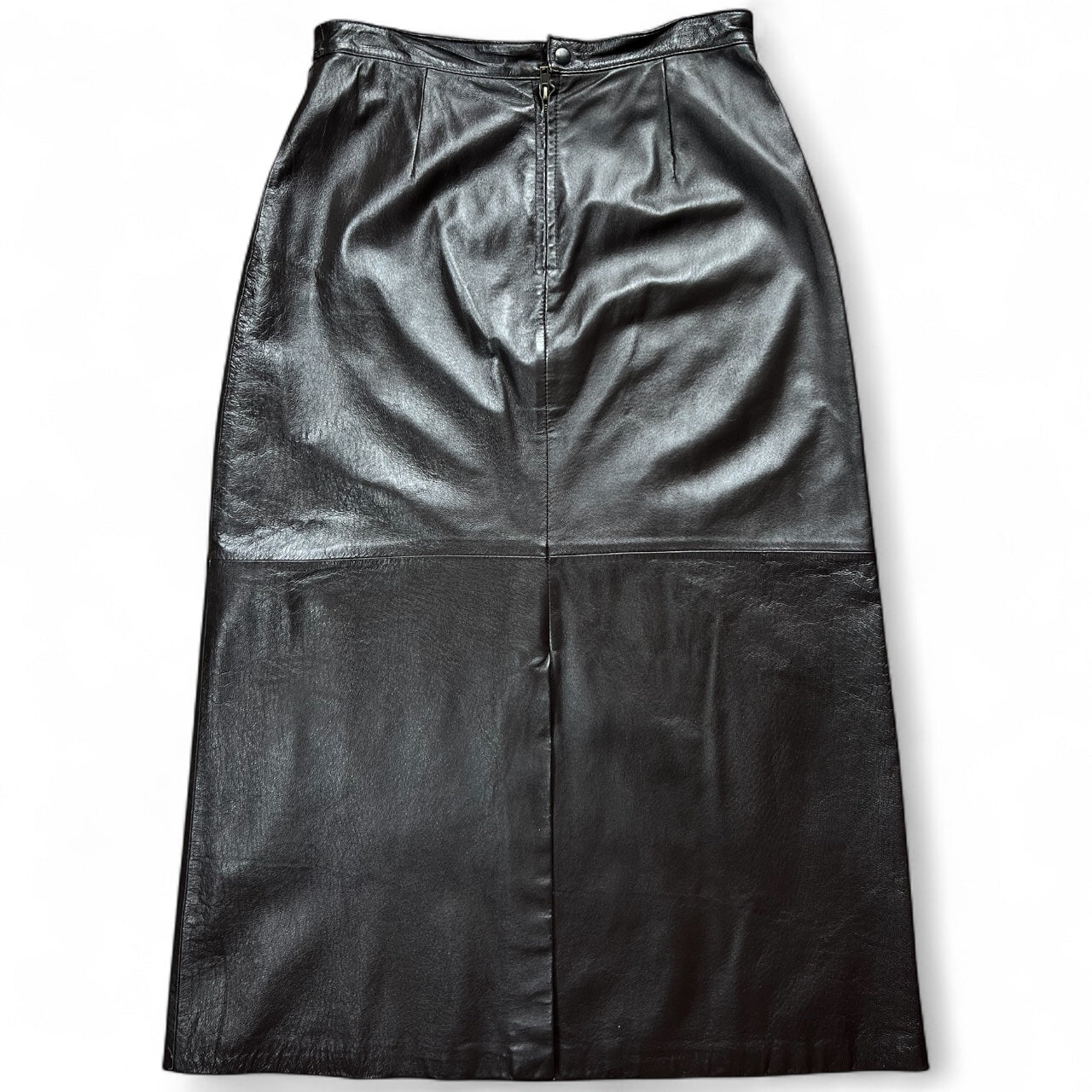 90s Lew Magram Dark Brown Leather Maxi Skirt Paneled Women’s 14