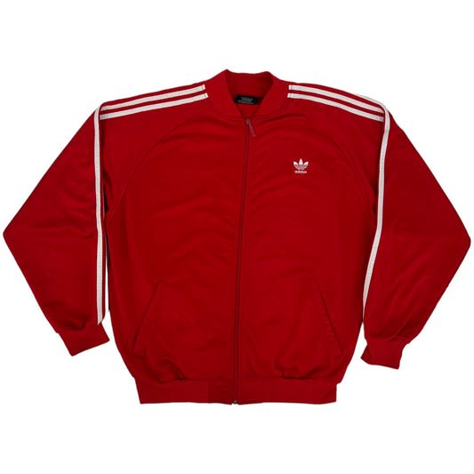Vintage 90s Y2K Adidas Superstar Red Three Stripe Trefoil Track Jacket Men’s Large Made in Hong Kong