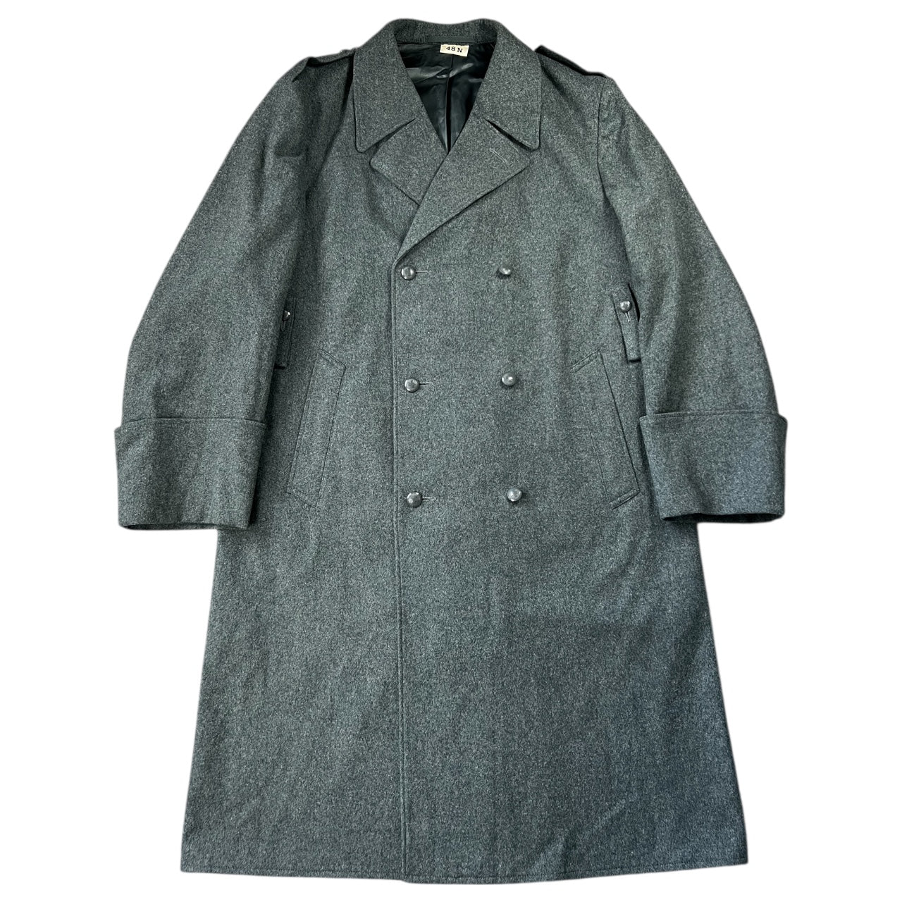 Vintage Green Wool Swiss Army Trench Long Pea Coat Military Jacket Men’s 48N