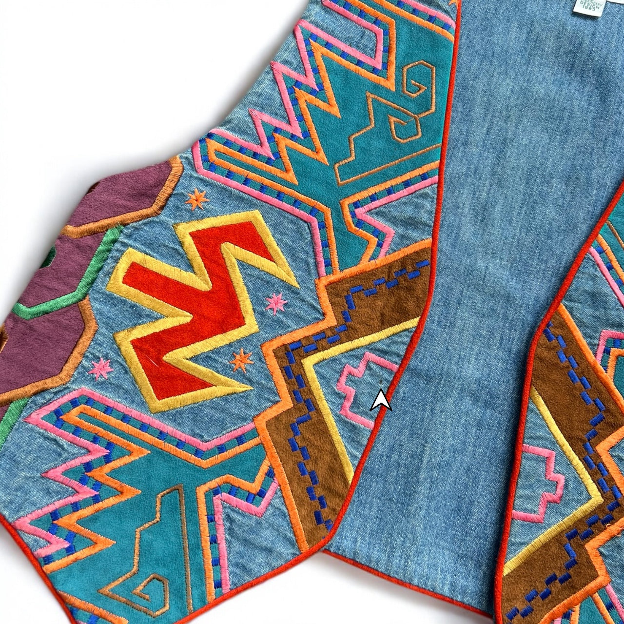 Vintage 90s Hairston Roberson Ropa Southwestern Embroidered Denim Vest Women’s Small