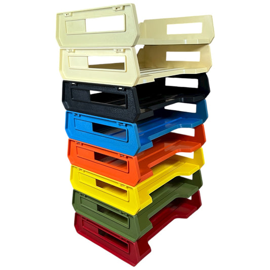 60s 70s Roger’s Mid Century Plastic Multicolor Paper Tray Organizers Stackable Office Organizers