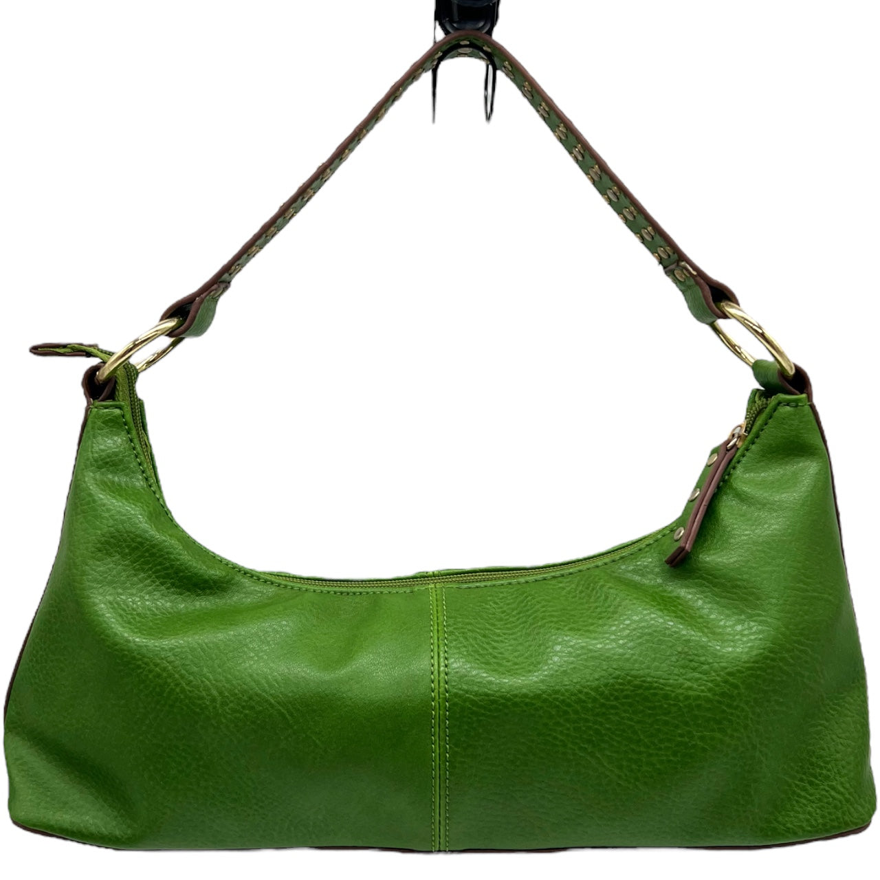 Vintage 90s Y2K Bisou Bisou Michelle Bohbot Lime Green Leather Studded Shoulder Bag