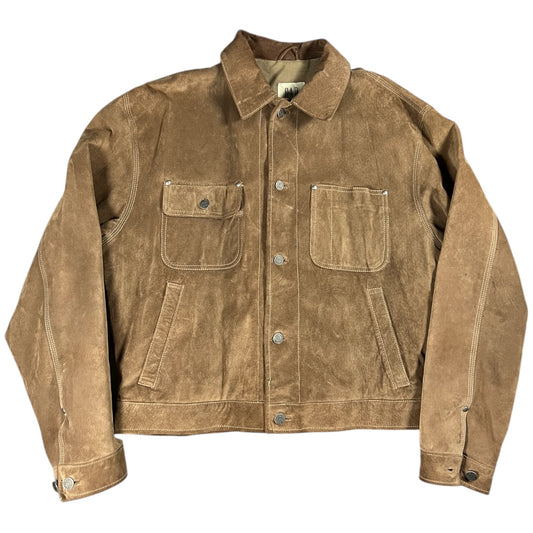 90s Y2K GAP Camel Suede Leather Trucker Jacket Women’s Medium