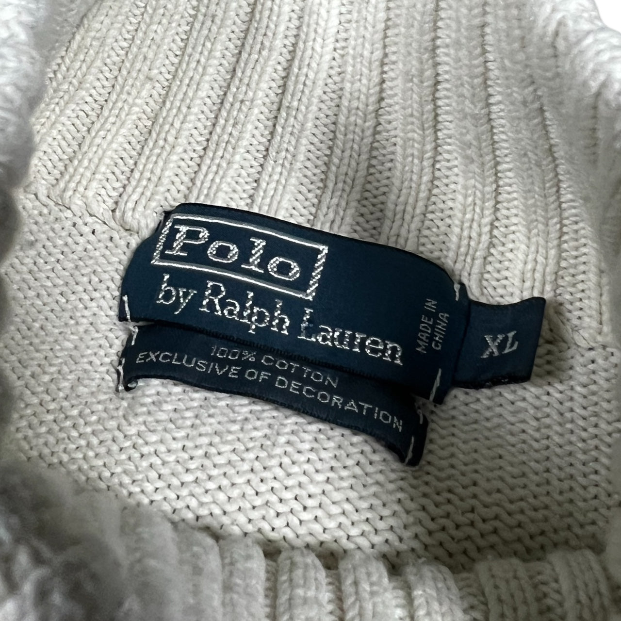Vintage Polo Ralph Lauren Full Zip Mock Neck Sweater Embroidered Pony Men’s XL 100% Cotton Two Way Zip