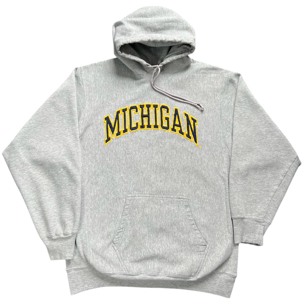 Vintage Y2K University of Michigan Wolverines Gray Spell Out Embroidered Hoodie Men’s Large