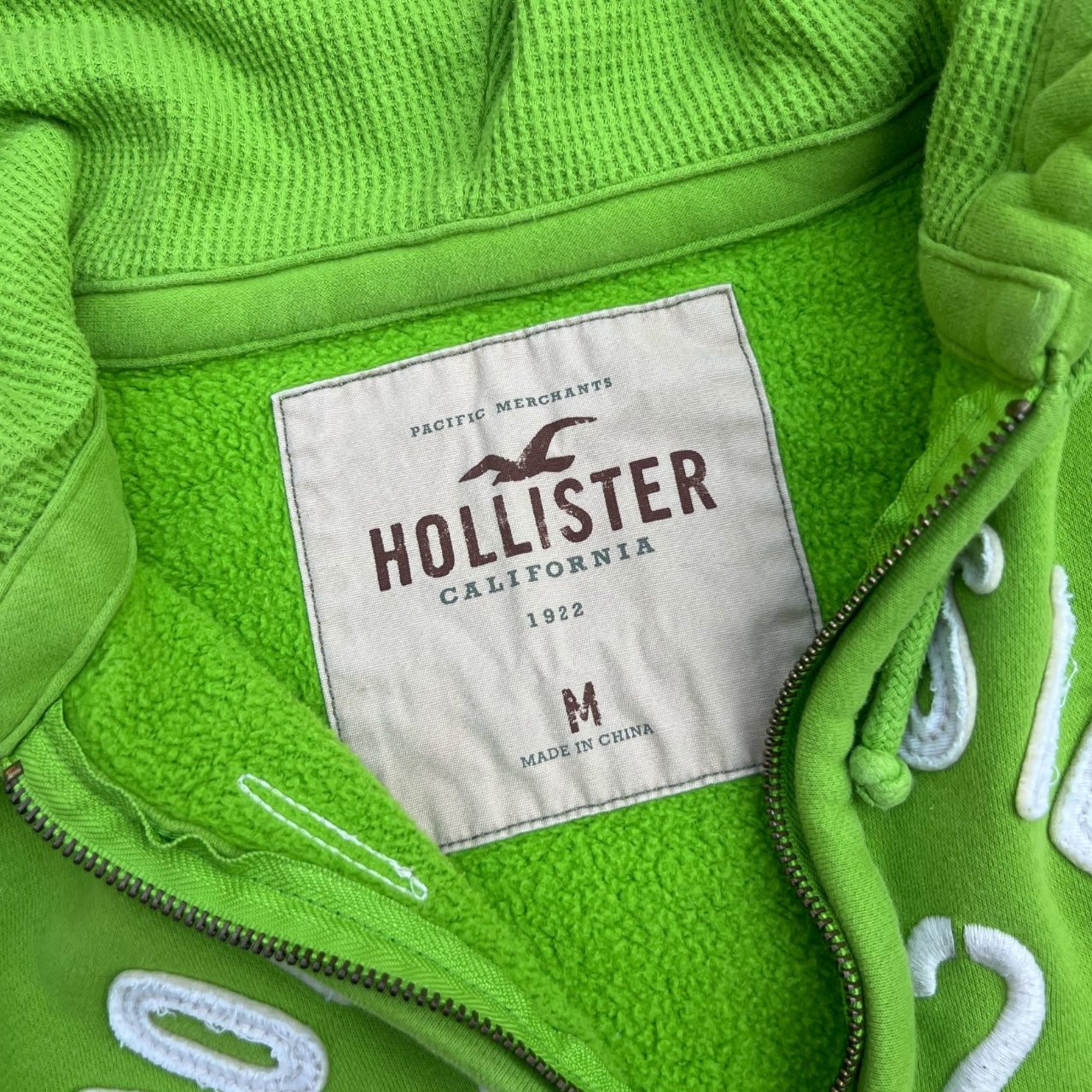 Y2K Hollister Lime Green Zip Up Hoodie Men’s Medium