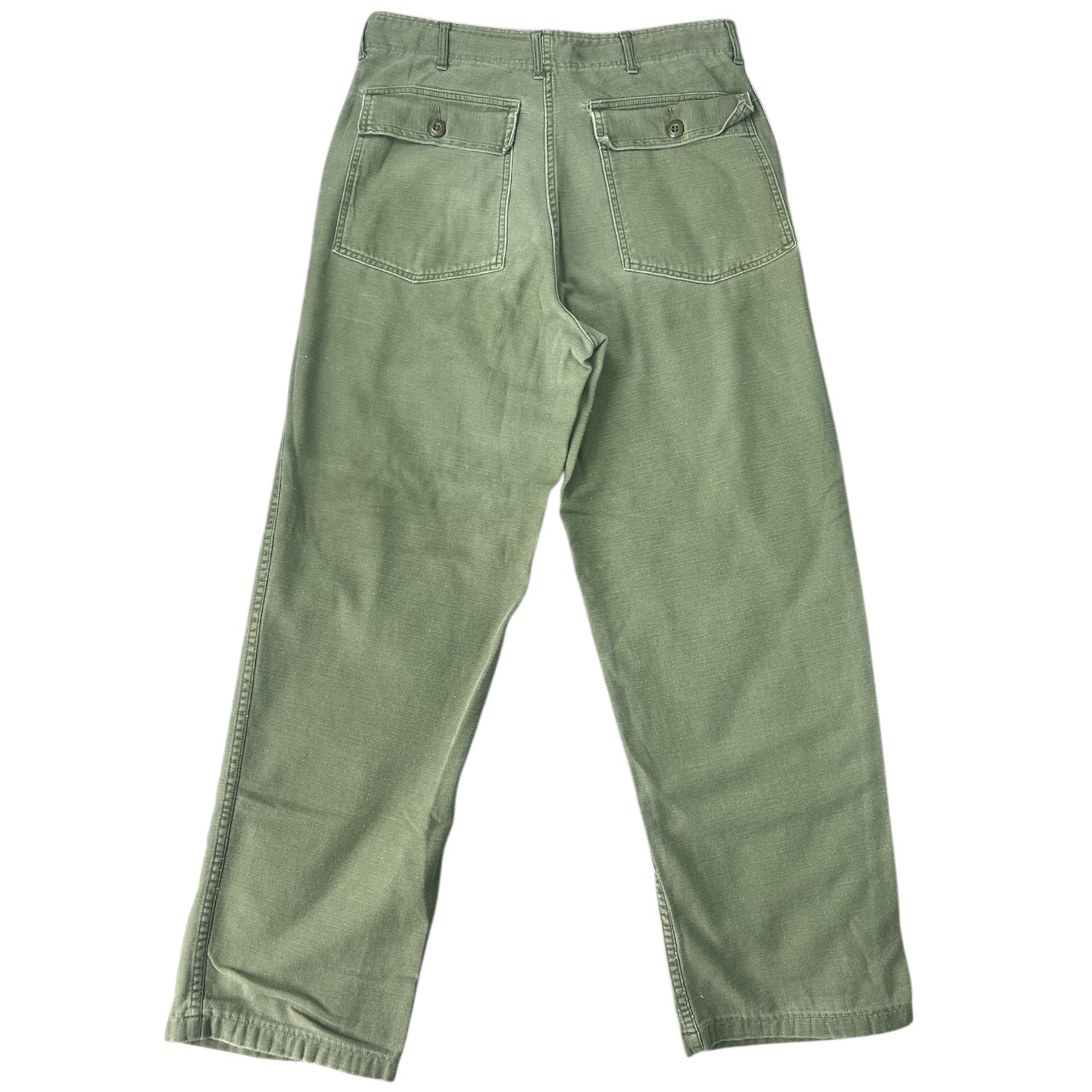60s US Army OG-107 Sateen Utility Pants Button Fly 34x33 Military USGI