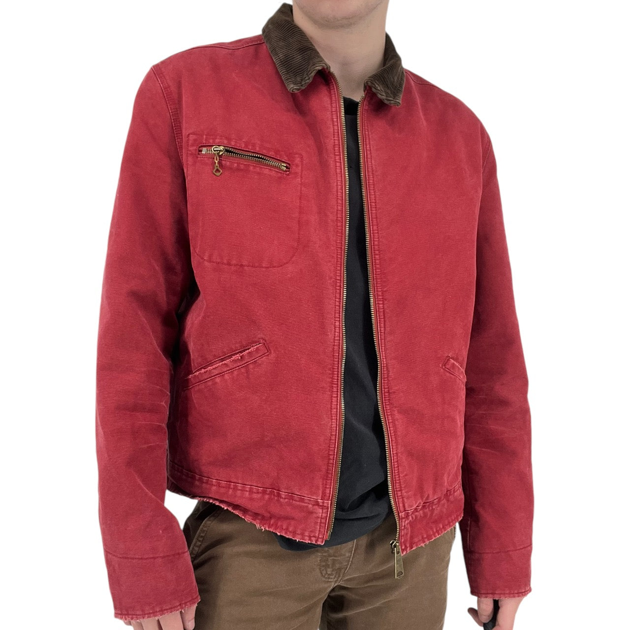 Vintage Polo Ralph Lauren Red Detroit Work Jacket Mens Large Barn Chore Coat Corduroy Collar