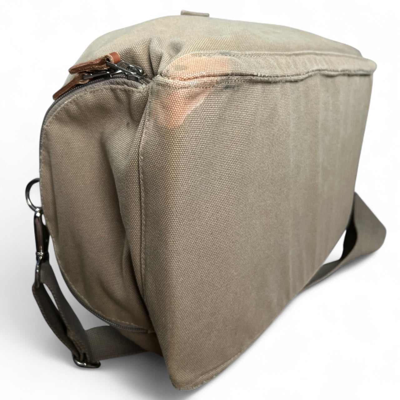 Vintage Eddie Bauer Canvas Duffle Bag Military Style Crossbody Strap