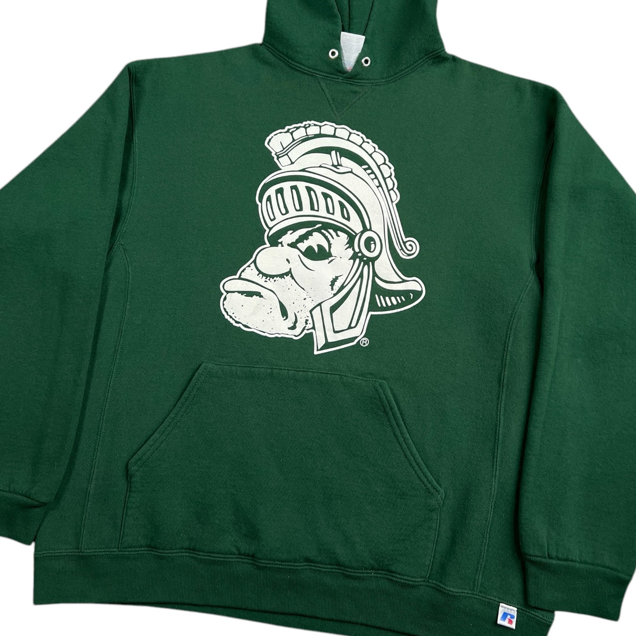 Y2K Russell Athletic Michigan State University MSU Spartans Green Pullover Hoodie Mens XL