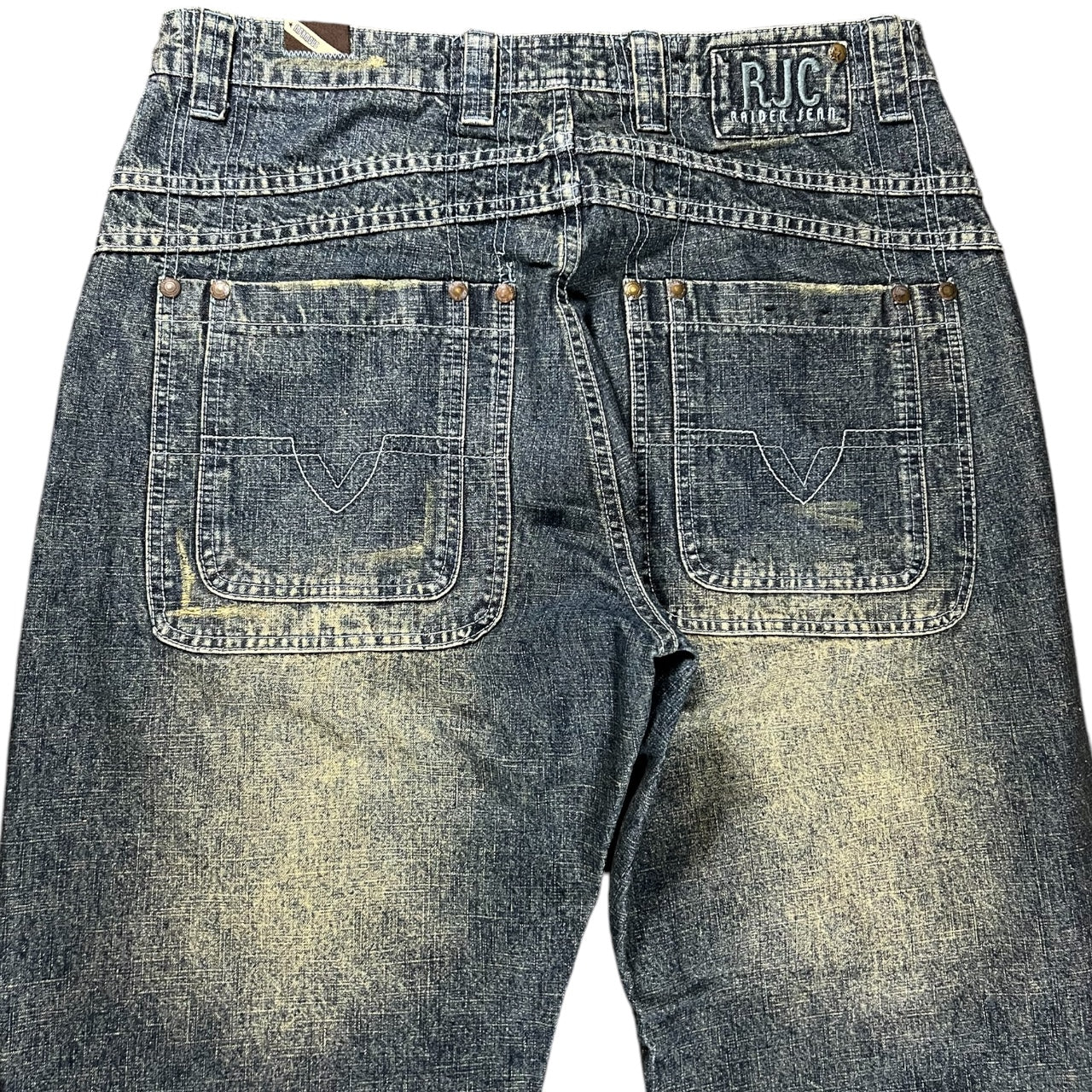 Vintage Y2K Infamous Raider Baggy Jeans Dirty Wash Denim Faded Mens 36x32