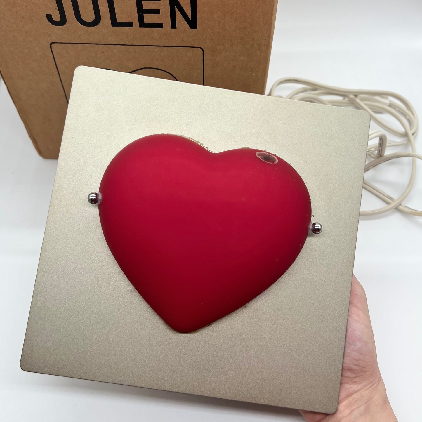 Vintage 1995 IKEA Julen Red Heart Wall Lamp Metal Plate