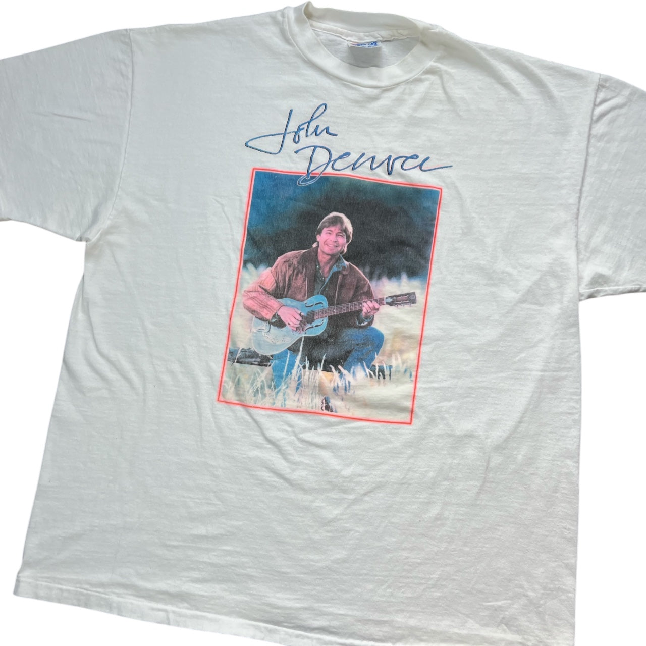 Vintage 90s John Denver White Crewneck Graphic T-Shirt Men’s XL Hanes Beefy Tee