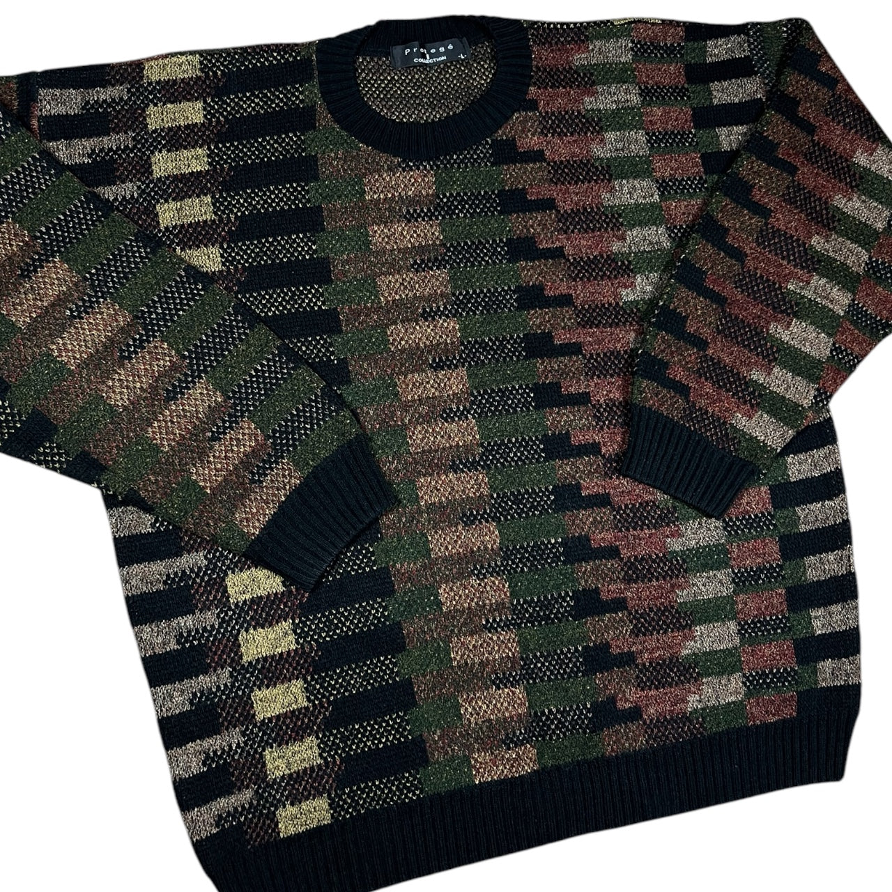 90s Colorful Geometric Grandpa Sweater Protege Collection Cosby Style Mens Large