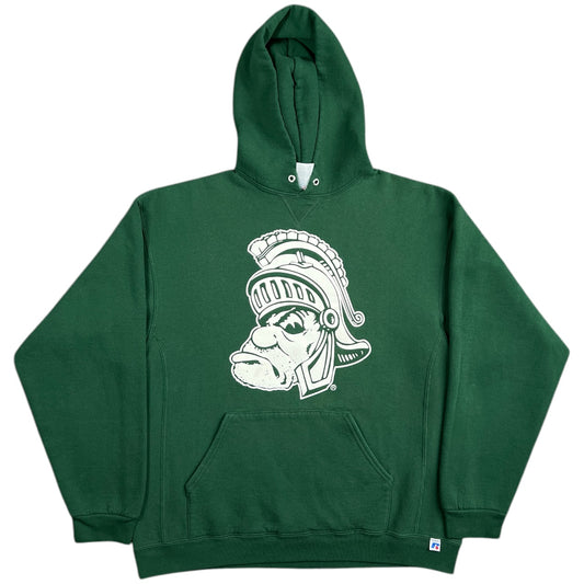 Y2K Russell Athletic Michigan State University MSU Spartans Green Pullover Hoodie Mens XL