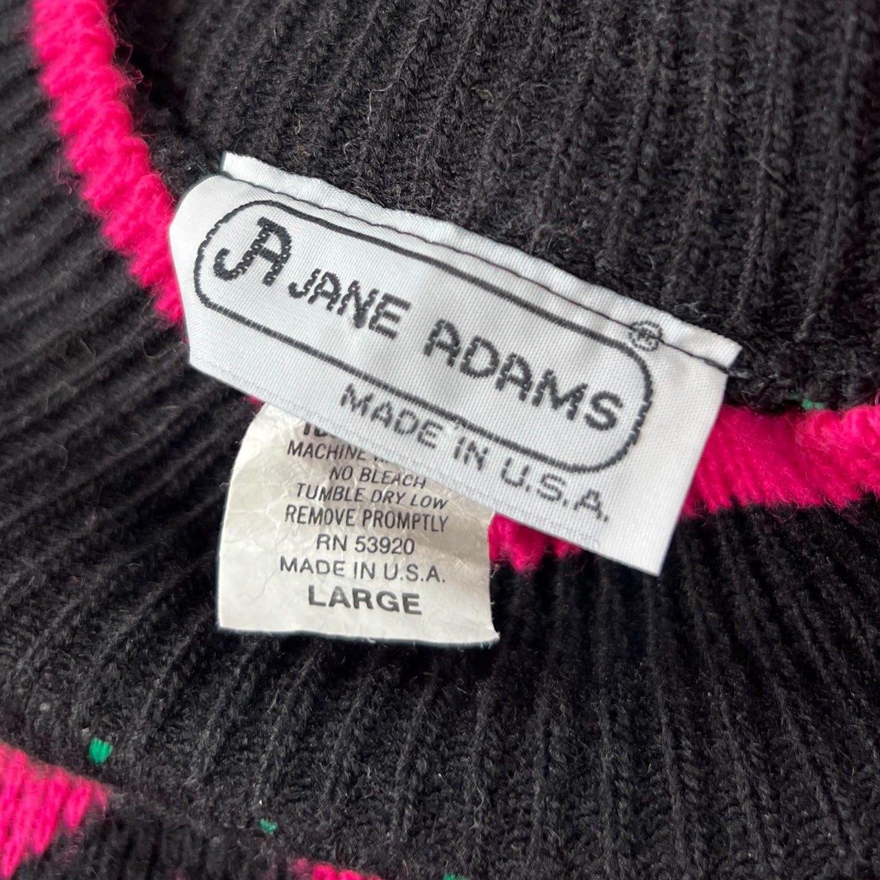 90s Jane Adam’s Cat Grandma Sweater Hearts Polka Dot Women’s Large Made in USA