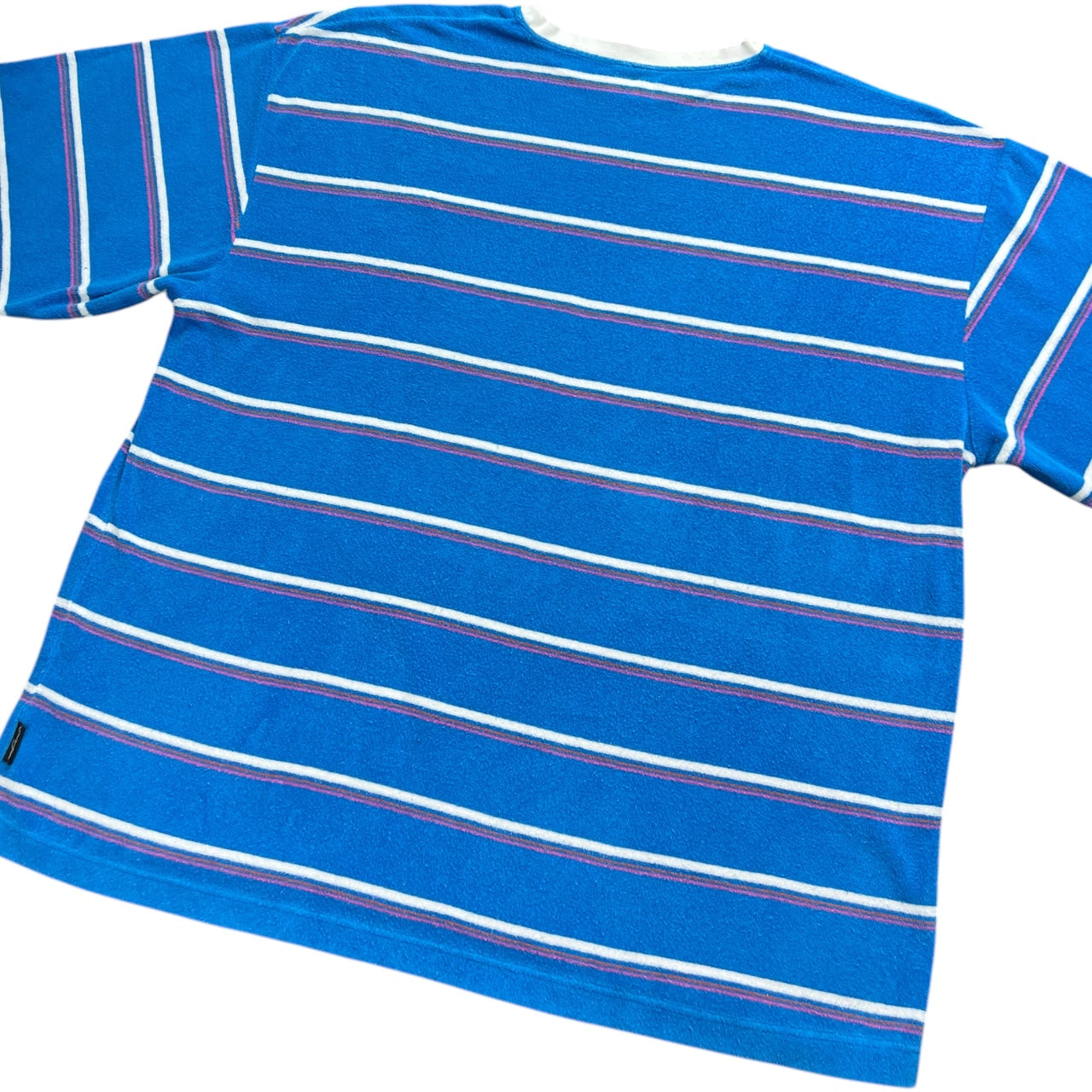 Vintage Y2K Sean John Blue Striped Towel Terry Cloth Baggy Crewneck T-Shirt Embroidered Men’s 3XL