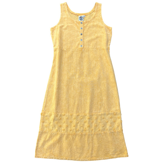 90s Produce Company Yellow Overall Midi Dress Women’s Med Made in USA