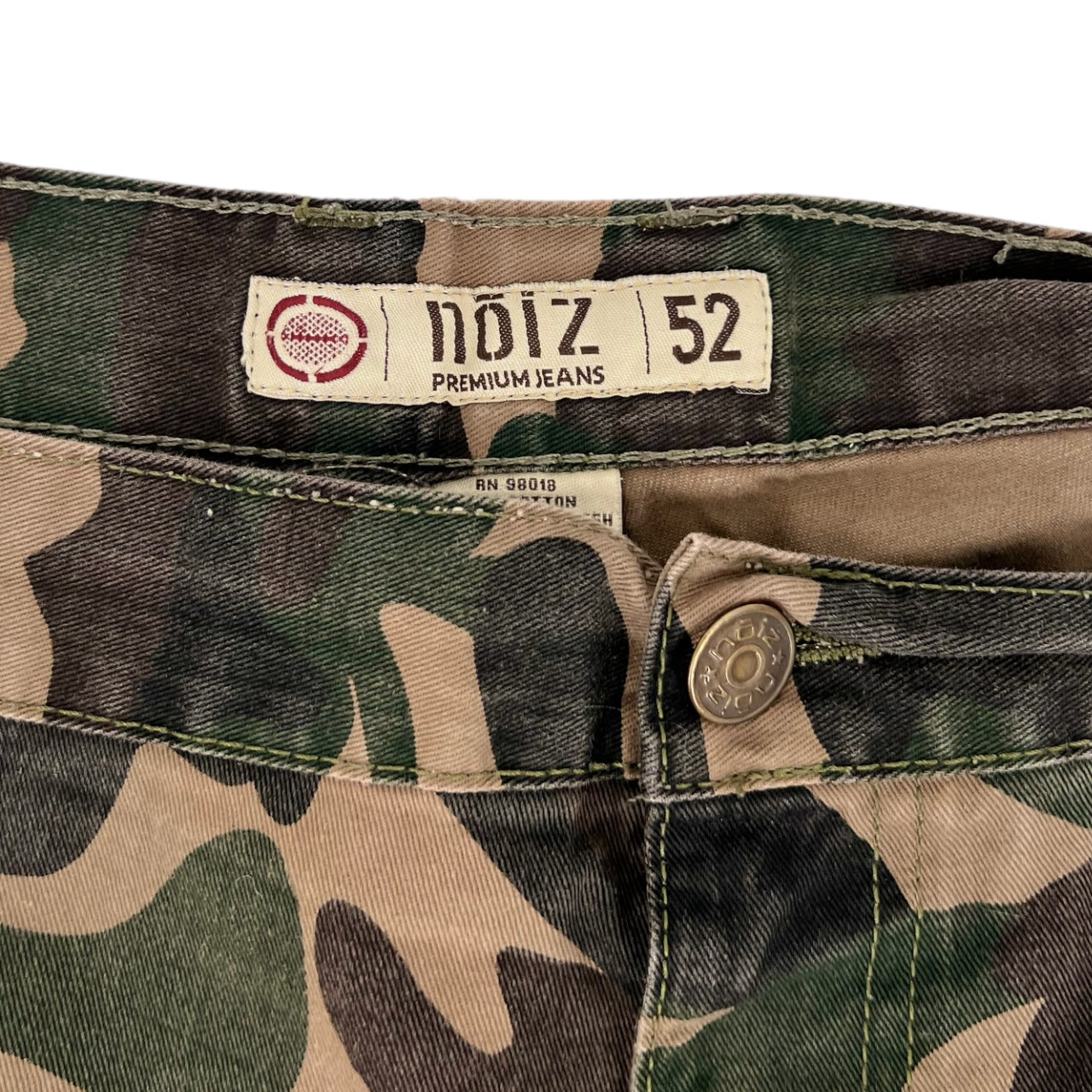 Y2K Plus Size Noiz Premium Jeans Baggy Wide Leg Camo Shorts Men’s 52