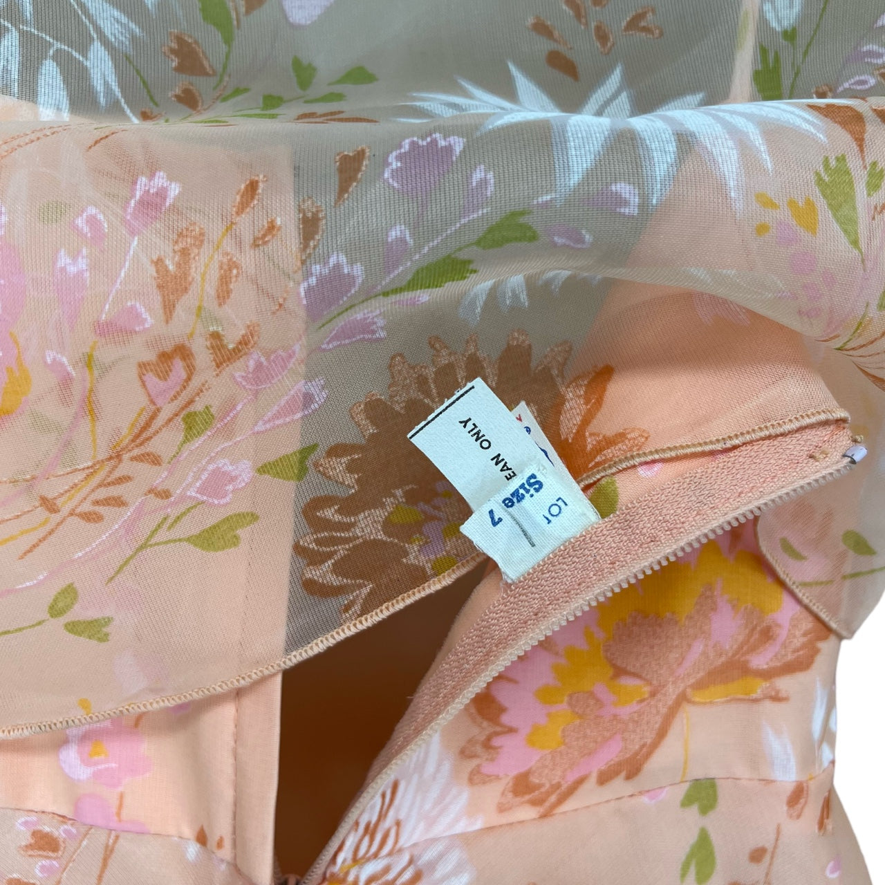 Vintage 1970s Union Made Peach Floral Maxi Dress Matching Bolero Jacket Pastel Orange Sundress 7