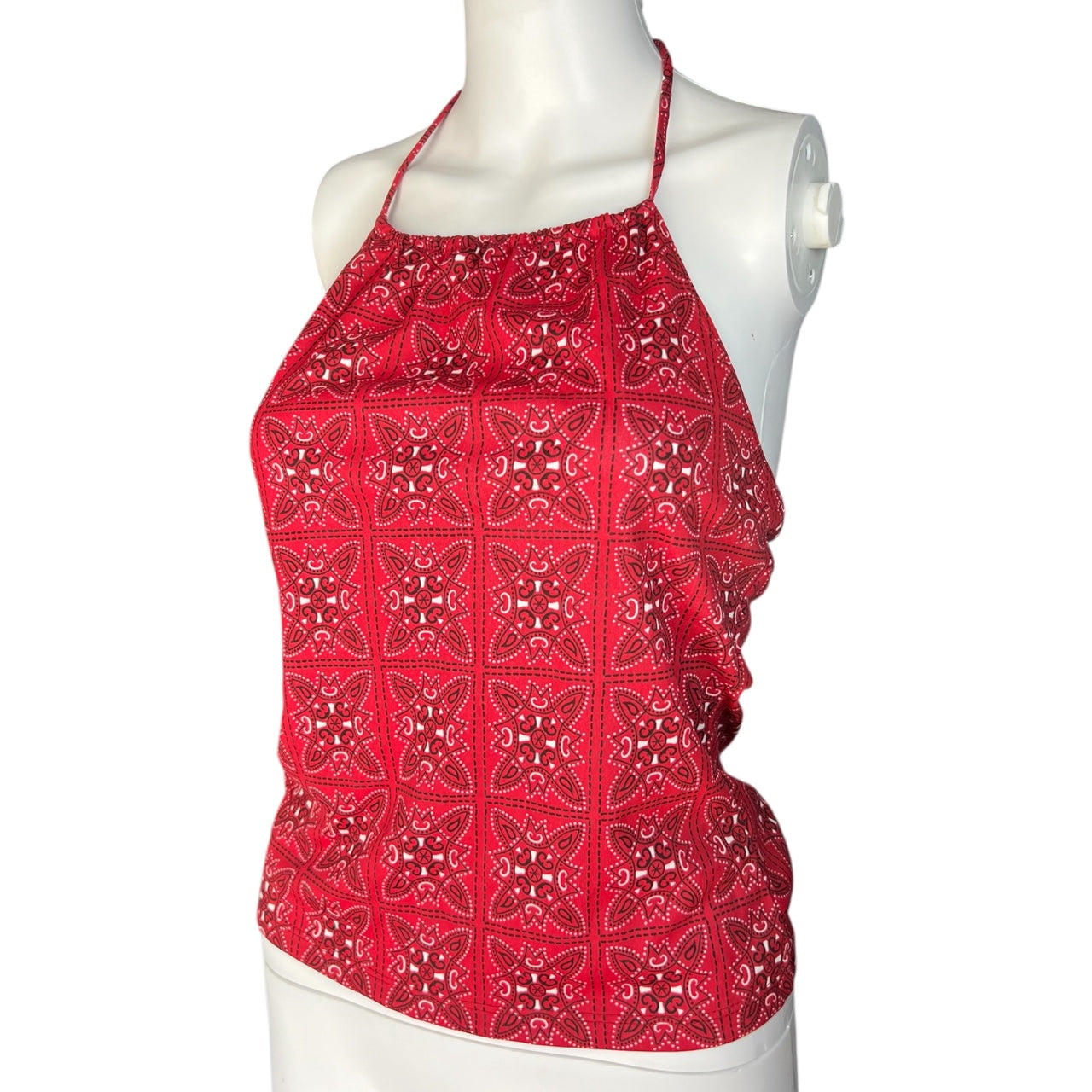90s Y2K ENT Entrancy Red Bandana Print Halter Top Women’s Med Made in USA