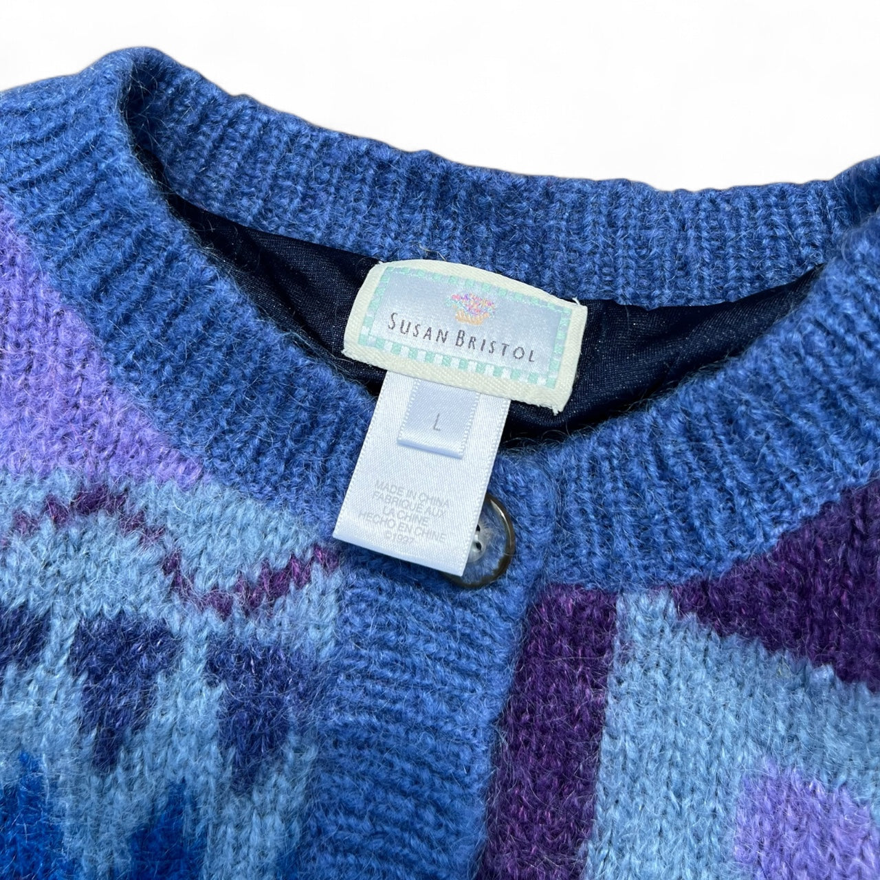 Vintage Susan Bristol Mohair Wool Blend Geometric Cardigan Women’s Large