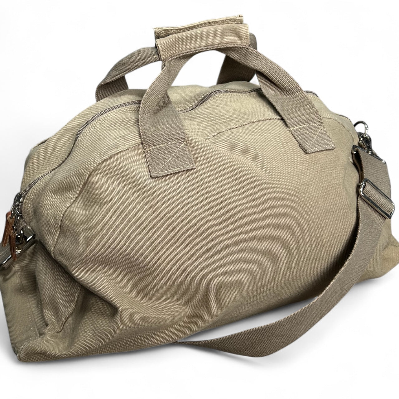 Vintage Eddie Bauer Canvas Duffle Bag Military Style Crossbody Strap
